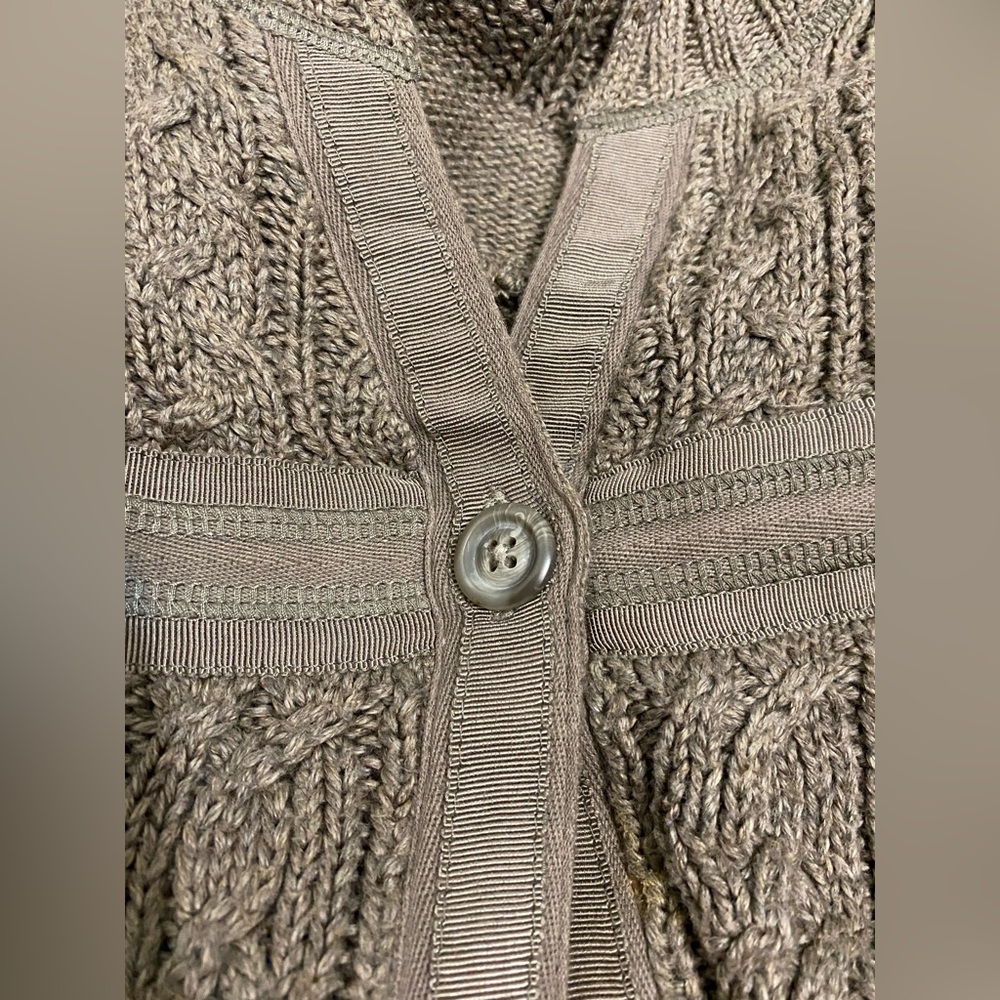 Y2K vintage Abercrombie brown knit babydoll tie waist one button cardigan. - Picture 8 of 14